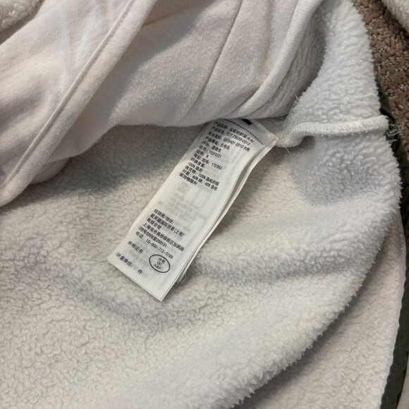 Abercrombie Fitch Womens M Asymmetric Snap Quilted Fleece Pullover -White/Olive - Picture 6 of 7